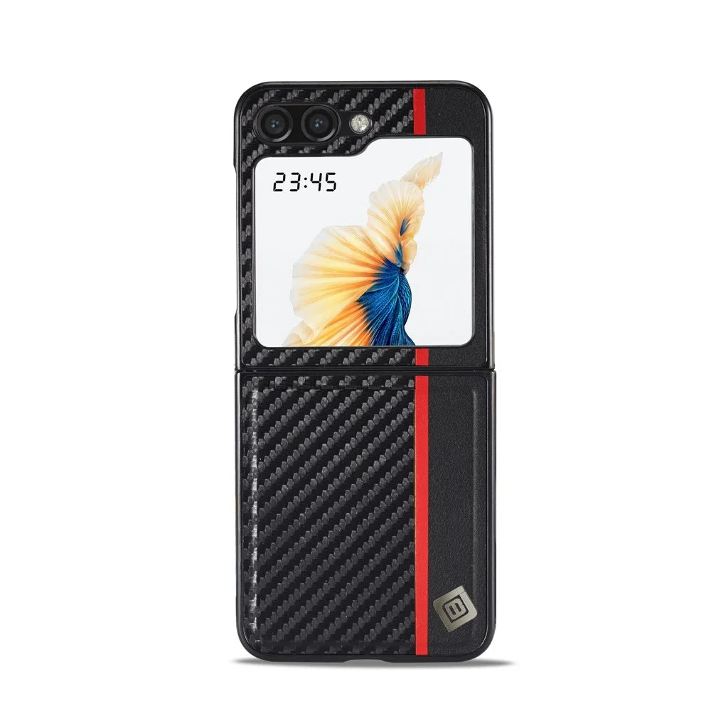 LC.IMEEKE For Samsung Galaxy Z Flip8 Case Carbon Fiber Texture Leather + TPU + EVA Phone Cover - 7