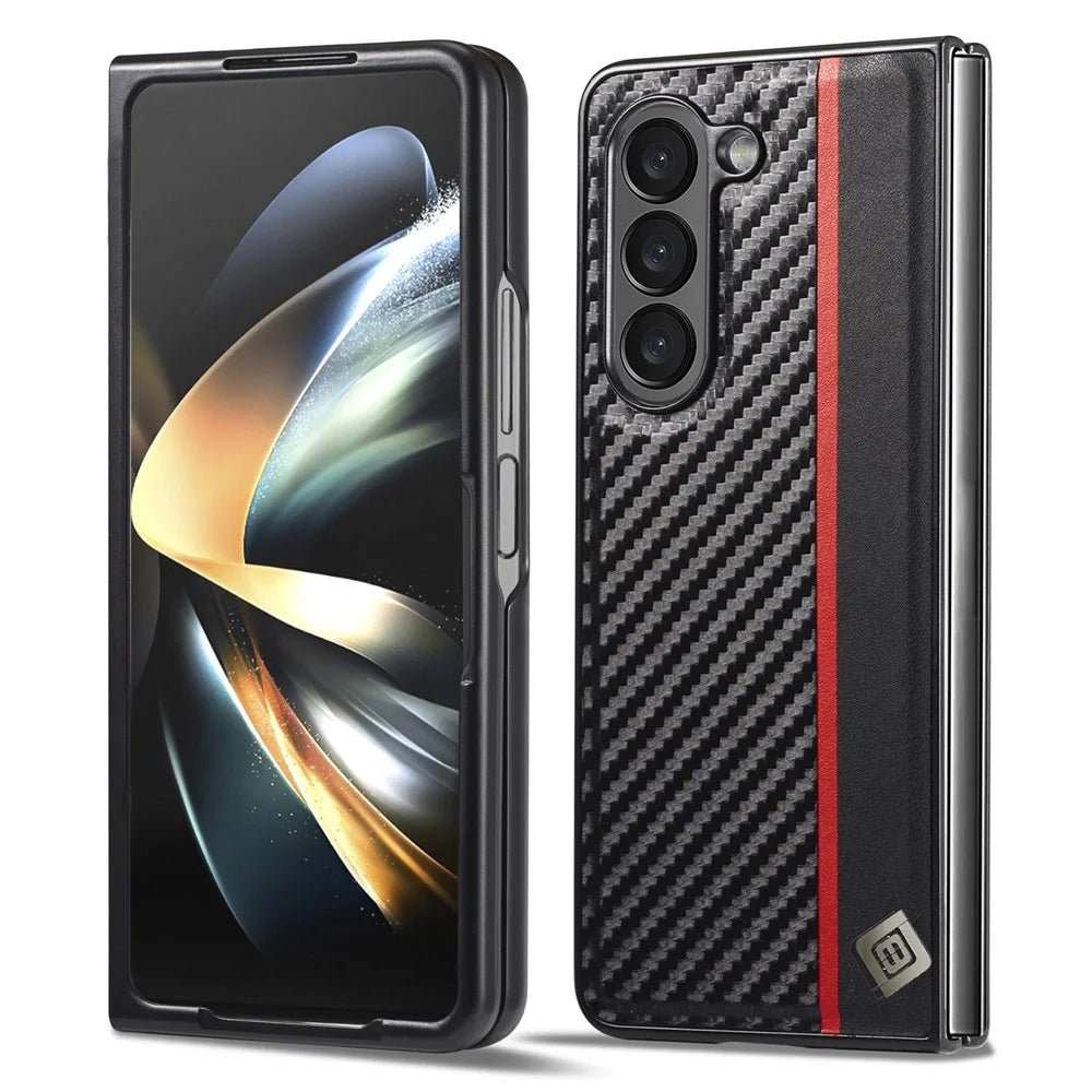 LC.IMEEKE For Samsung Galaxy Z Fold8 Ultra Case Carbon Fiber Texture Leather + TPU + EVA Phone Cover - 1