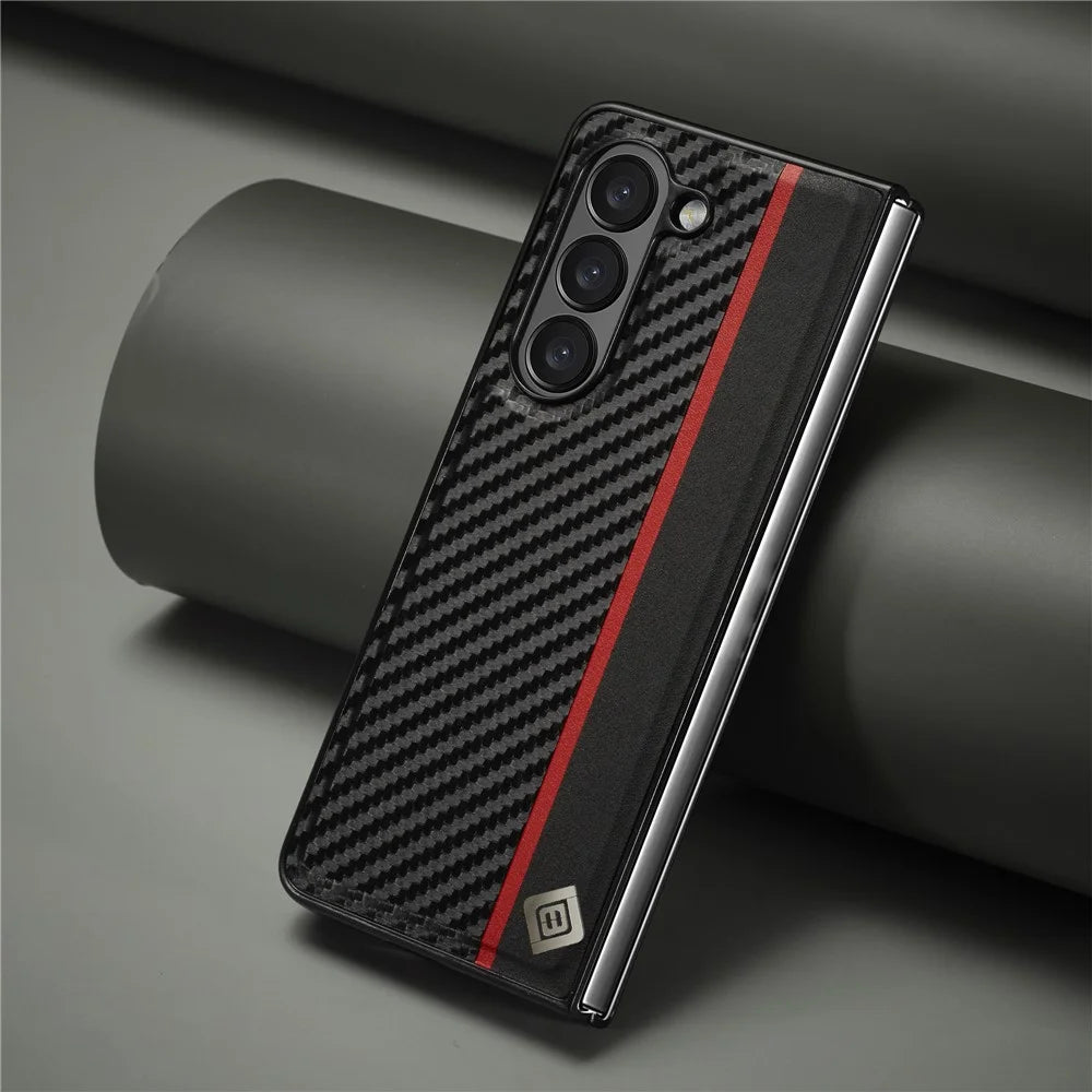 LC.IMEEKE For Samsung Galaxy Z Fold8 Ultra Case Carbon Fiber Texture Leather + TPU + EVA Phone Cover - 6
