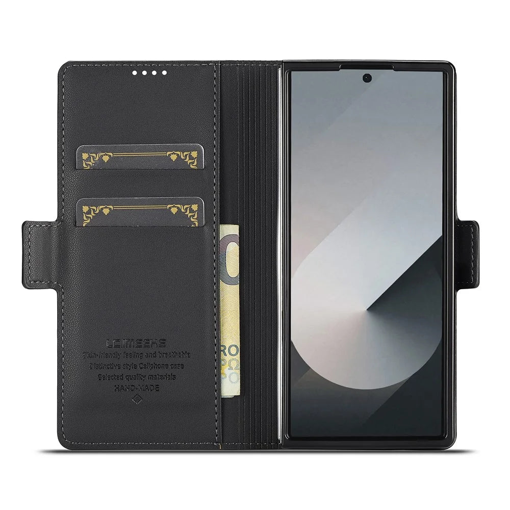 LC.IMEEKE L1 Series for Samsung Galaxy Z Fold8 Ultra Case PU Leather Wallet Stand Protective Phone Cover - Black - 2