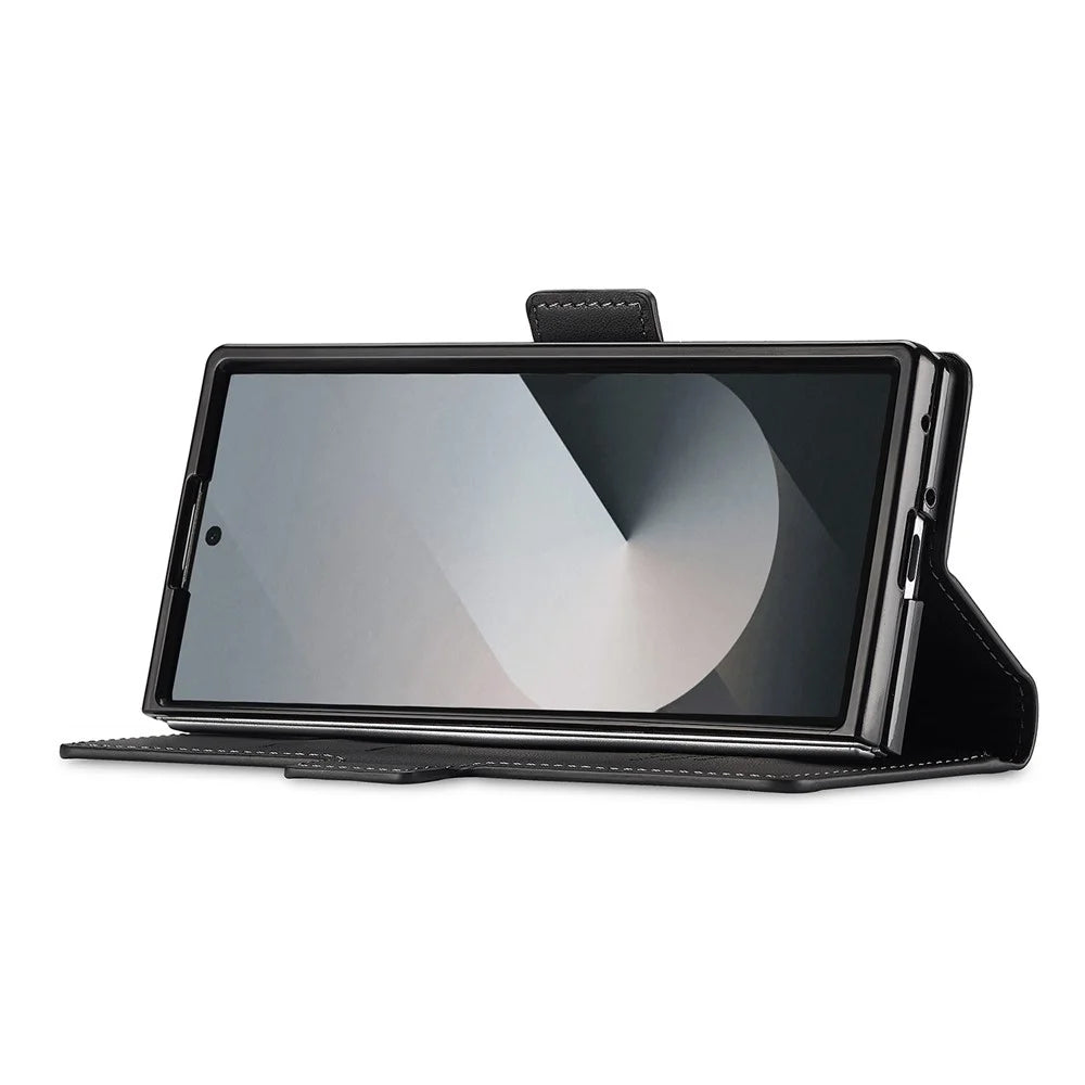 LC.IMEEKE L1 Series for Samsung Galaxy Z Fold8 Ultra Case PU Leather Wallet Stand Protective Phone Cover - Black - 3