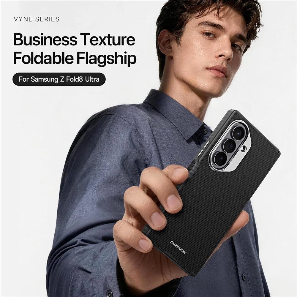DUX DUCIS Vyne Series For Samsung Galaxy Z Fold8 Ultra Magnetic Case Hinge Protection PU Leather + TPU Protective Cover - Black - 4