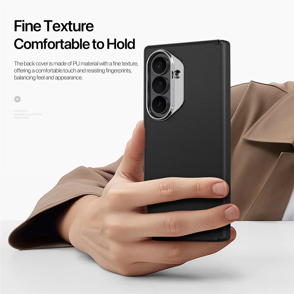 DUX DUCIS Vyne Series For Samsung Galaxy Z Fold8 Ultra Magnetic Case Hinge Protection PU Leather + TPU Protective Cover - Black - 7