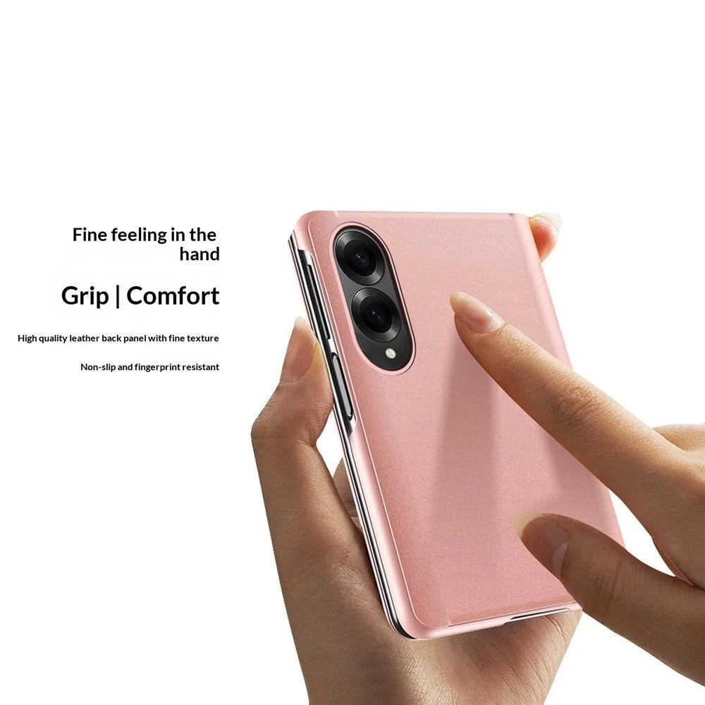 For Samsung Galaxy Z Fold8 Flip Leather Cover with Stand Full Body Protective Phone Case - Rose Gold - 6