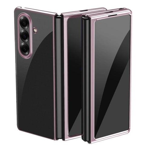For Samsung Galaxy Z Fold8 Ultra Case Clear PC Electroplating Hard Phone Cover - Rose Gold - 1
