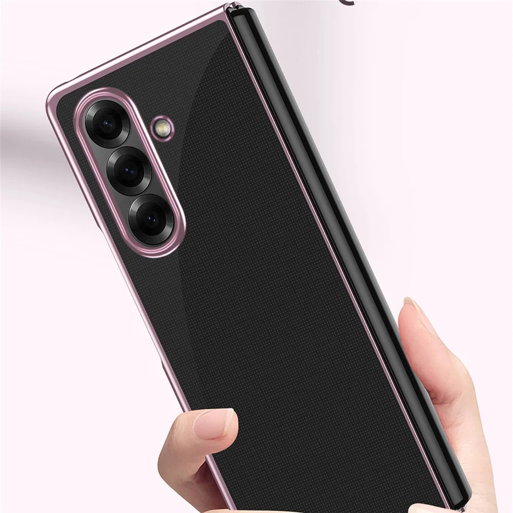 For Samsung Galaxy Z Fold8 Ultra Case Clear PC Electroplating Hard Phone Cover - Rose Gold - 3