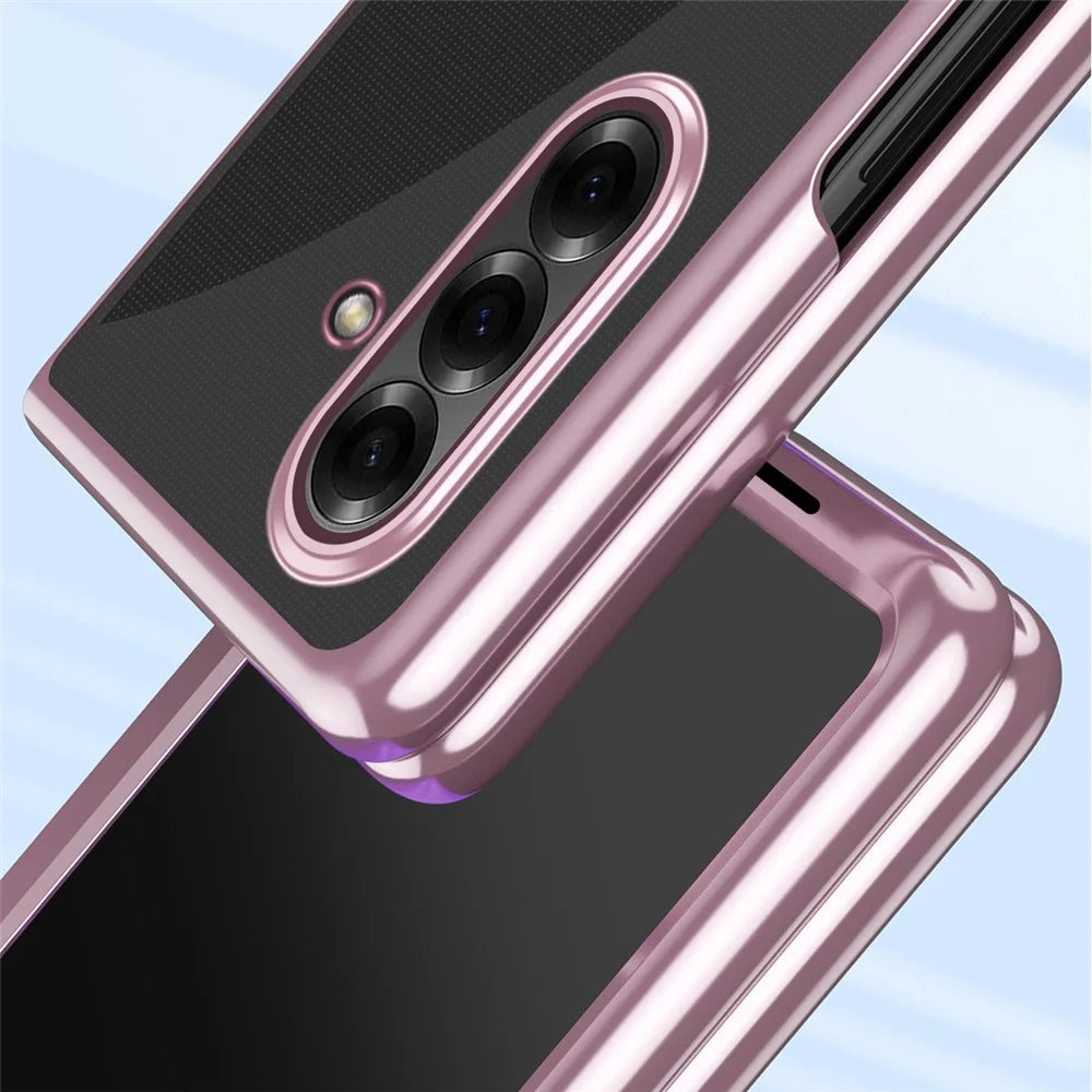 For Samsung Galaxy Z Fold8 Ultra Case Clear PC Electroplating Hard Phone Cover - Rose Gold - 4