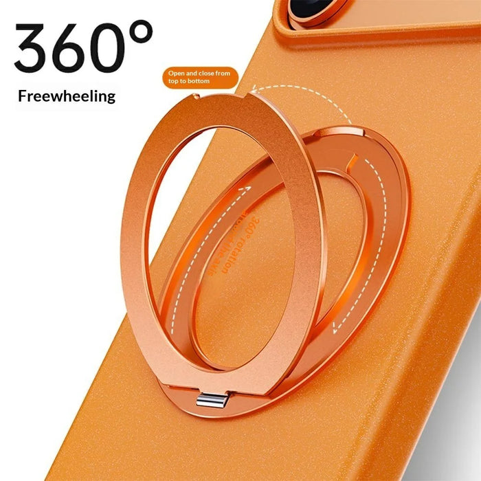 For iPhone 17 Pro Magnetic Case Rotating Kickstand Matte Texture Anti-Fingerprint PC + TPU Shockproof Phone Cover - Orange - 4