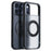 For iPhone 17 Pro Max Magnetic Case Rotating Kickstand Matte  PC + TPU Phone Cover - Transparent Black - 1