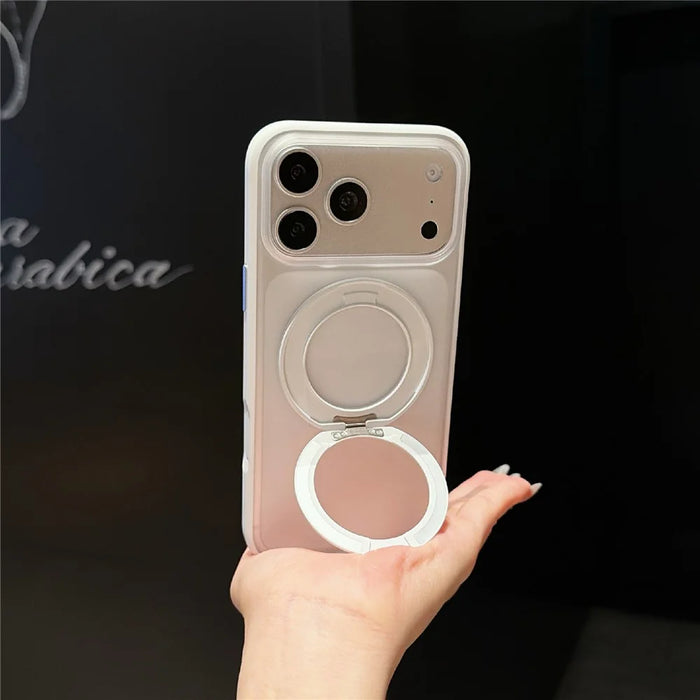 For iPhone 17 Pro Max Magnetic Case Rotating Kickstand Matte  PC + TPU Phone Cover - Transparent Black - 4