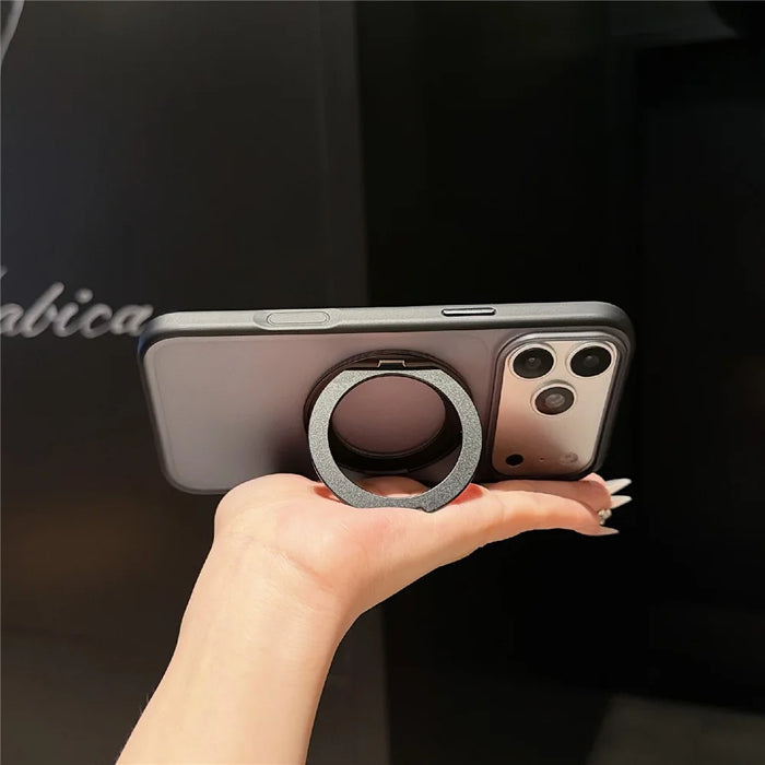 For iPhone 17 Pro Max Magnetic Case Rotating Kickstand Matte  PC + TPU Phone Cover - Transparent Black - 6