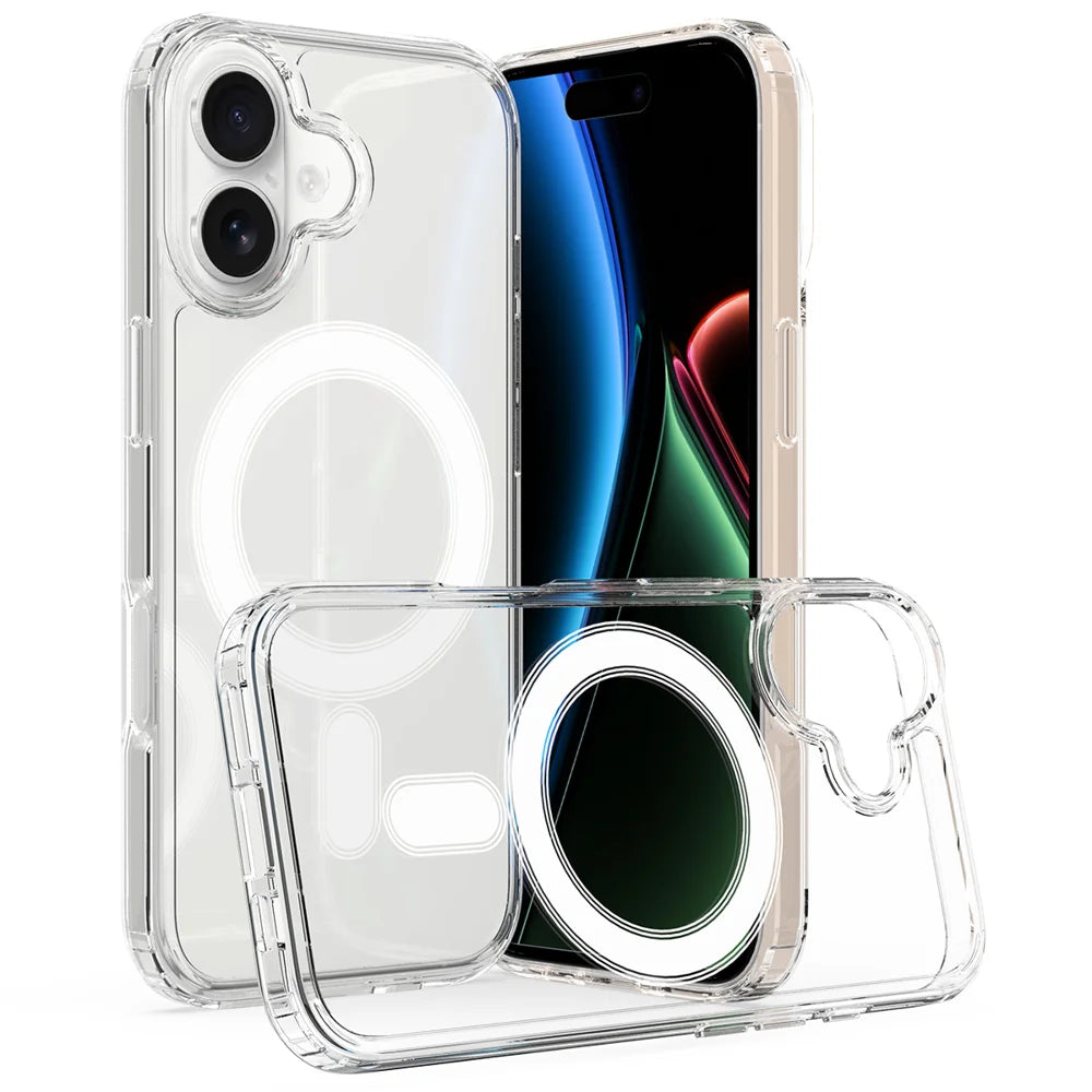 For iPhone 18 Clear Phone Magnetic Case TPU + Acrylic Back Cover - Clear - 1