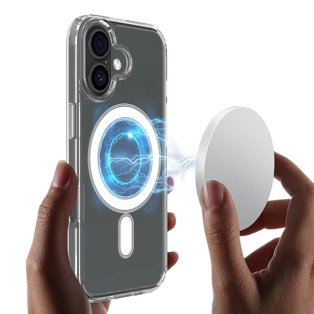 For iPhone 18 Clear Phone Magnetic Case TPU + Acrylic Back Cover - Clear - 5