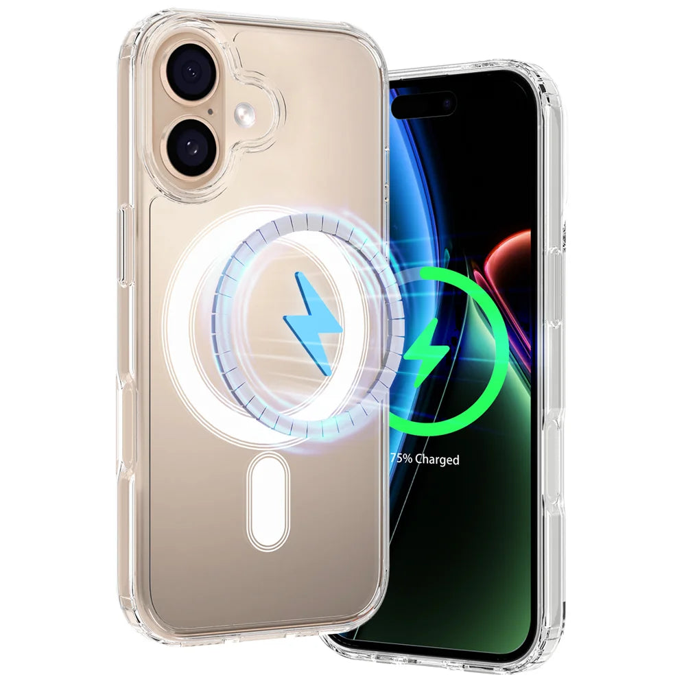 For iPhone 18 Clear Phone Magnetic Case TPU + Acrylic Back Cover - Clear - 7