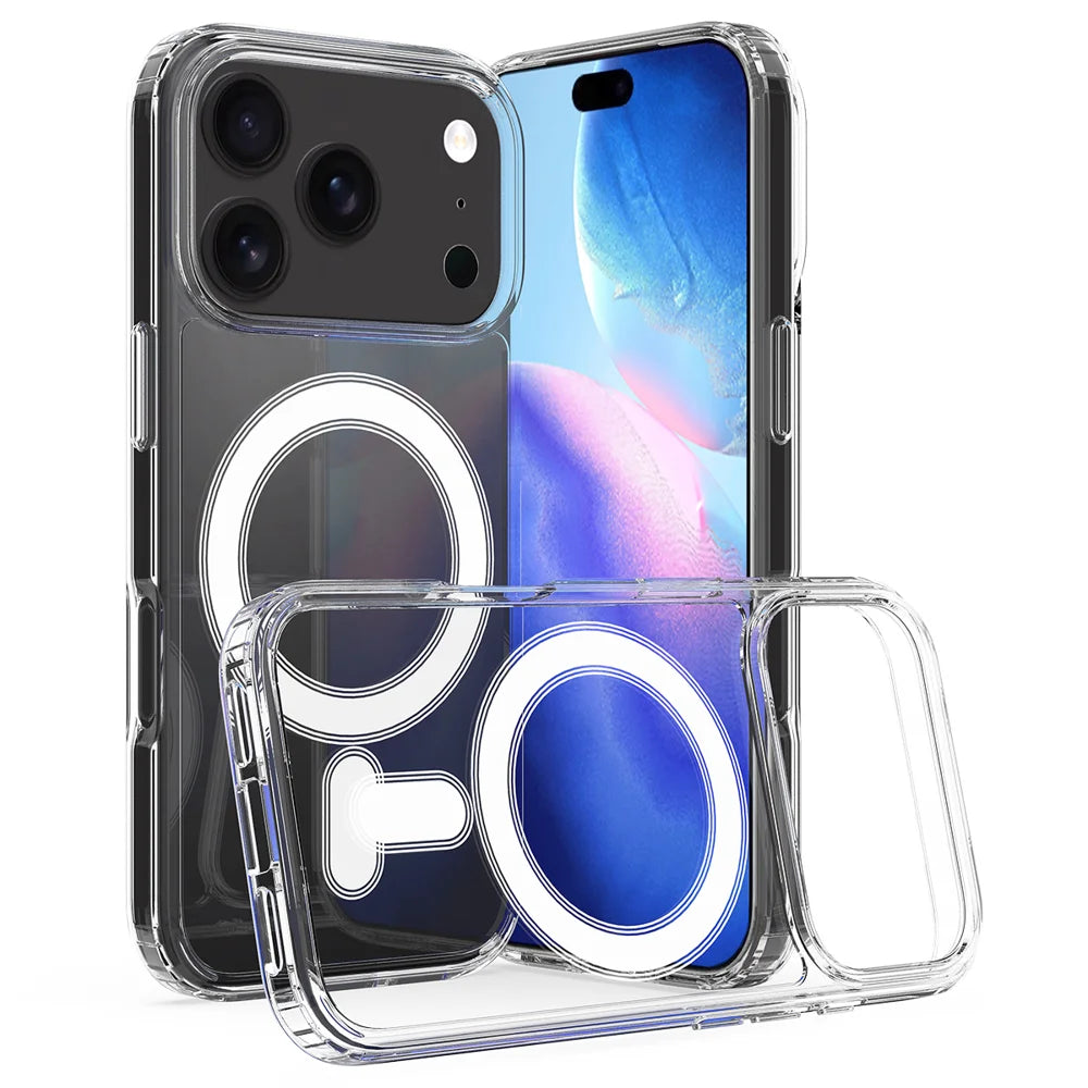 For iPhone 18 Pro / 17 Pro Clear Phone Magnetic Case TPU + Acrylic Back Cover - Clear - 2