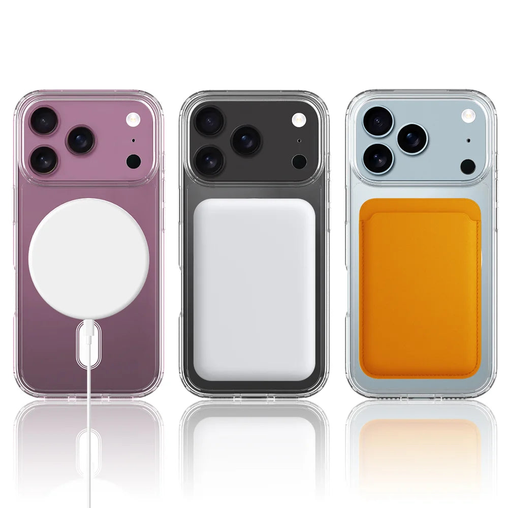 For iPhone 18 Pro / 17 Pro Clear Phone Magnetic Case TPU + Acrylic Back Cover - Clear - 4