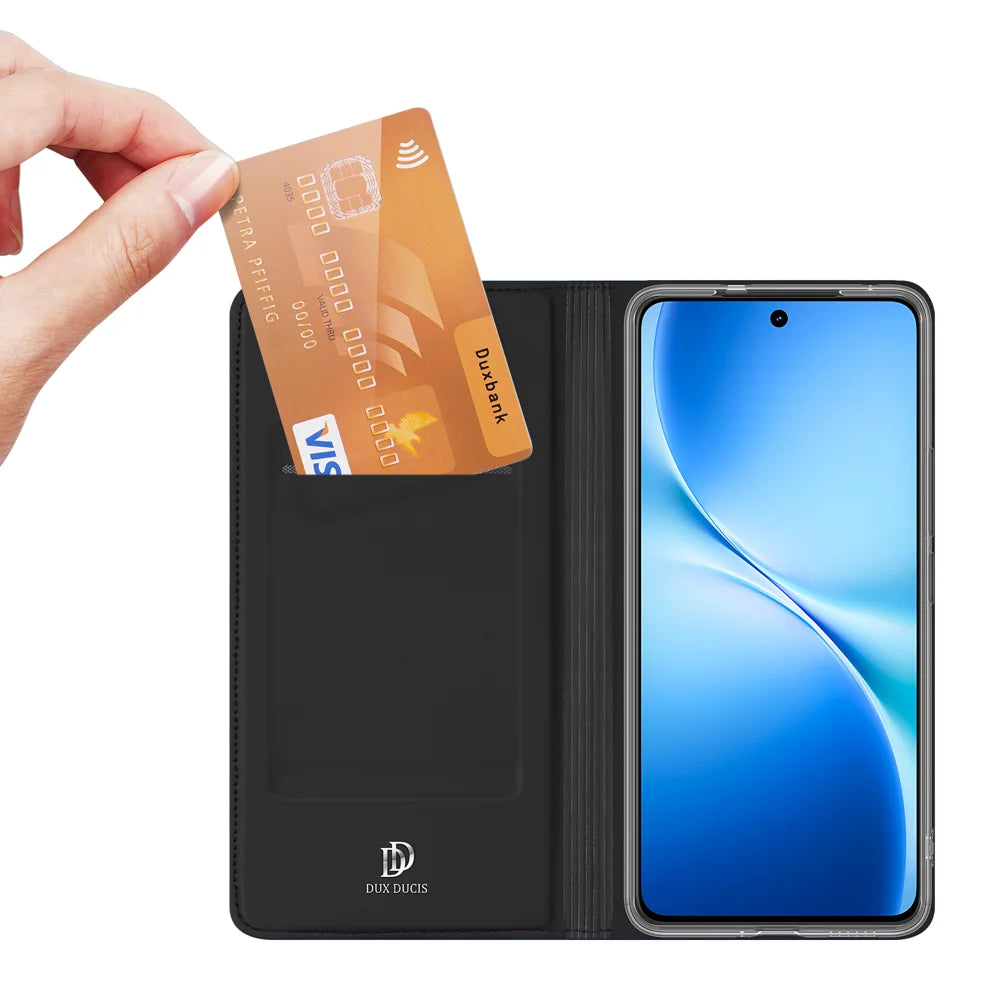 DUX DUCIS for vivo V60 Lite 5G / vivo V60 Lite 4G / vivo V70 Lite 5G Skin Pro Series Case Leather Stand Cover Card Holder - Black - 2