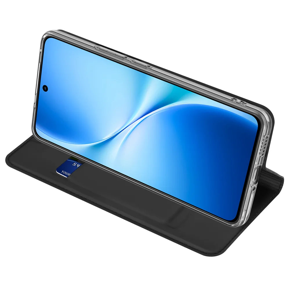DUX DUCIS for vivo V60 Lite 5G / vivo V60 Lite 4G / vivo V70 Lite 5G Skin Pro Series Case Leather Stand Cover Card Holder - Black - 5
