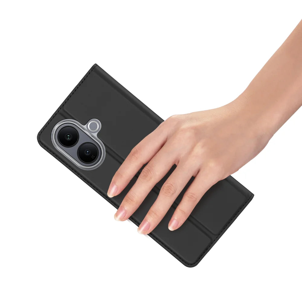 DUX DUCIS for vivo V60 Lite 5G / vivo V60 Lite 4G / vivo V70 Lite 5G Skin Pro Series Case Leather Stand Cover Card Holder - Black - 6