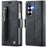AUTSPACE for Samsung Galaxy Z Fold8 Ultra A11 Case RFID Blocking Retro Leather Cell Phone Wallet Cover - Black - 1