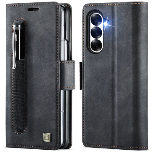 AUTSPACE for Samsung Galaxy Z Fold8 Ultra A11 Case RFID Blocking Retro Leather Cell Phone Wallet Cover - Black - 1