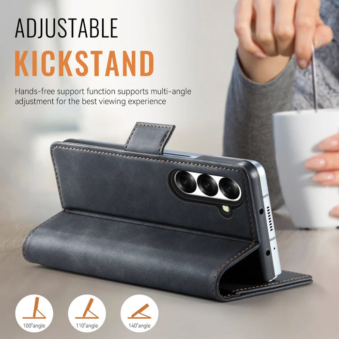 AUTSPACE for Samsung Galaxy Z Fold8 Ultra A11 Case RFID Blocking Retro Leather Cell Phone Wallet Cover - Black - 2