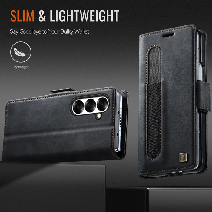AUTSPACE for Samsung Galaxy Z Fold8 Ultra A11 Case RFID Blocking Retro Leather Cell Phone Wallet Cover - Black - 4
