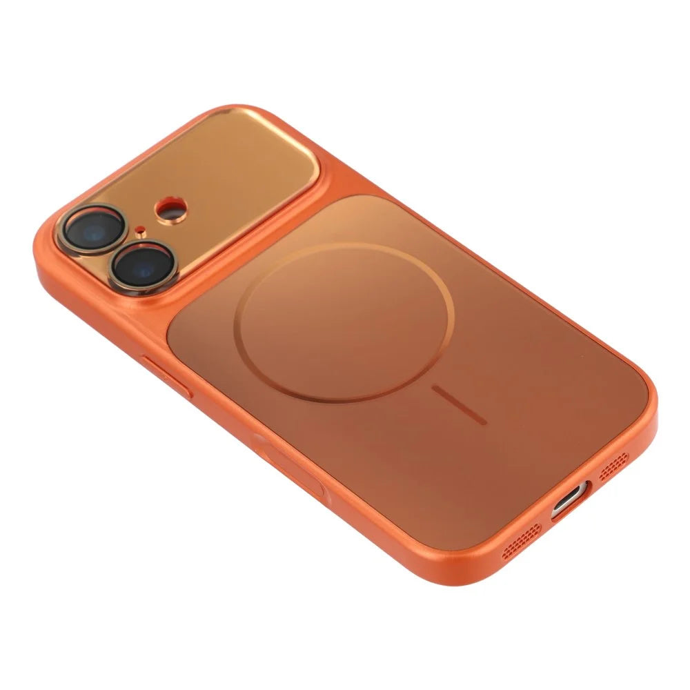 For iPhone 17 Magnetic Case AG Matte PC + TPU Shockproof Phone Cover with Lens Film - Orange - 5