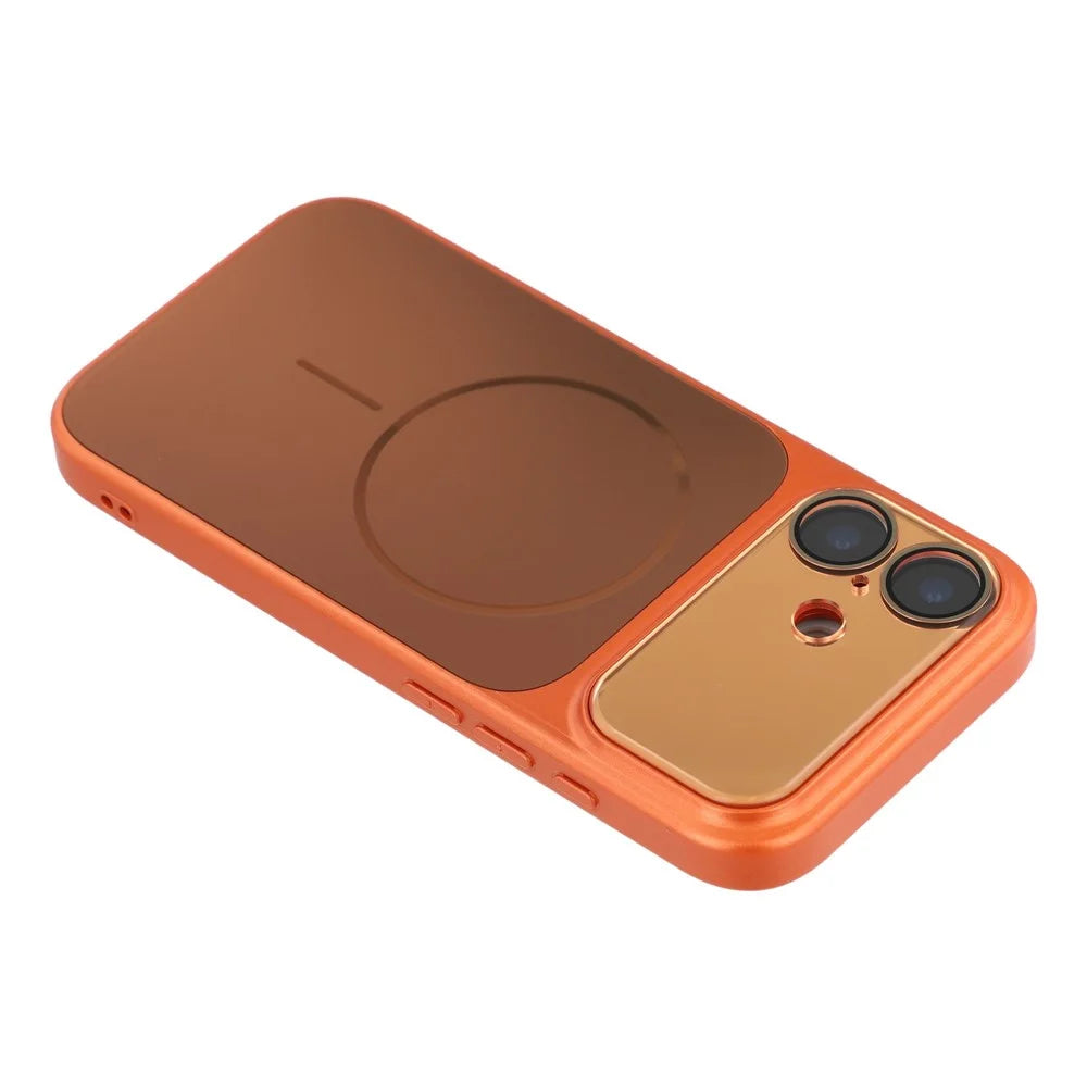 For iPhone 17 Magnetic Case AG Matte PC + TPU Shockproof Phone Cover with Lens Film - Orange - 6