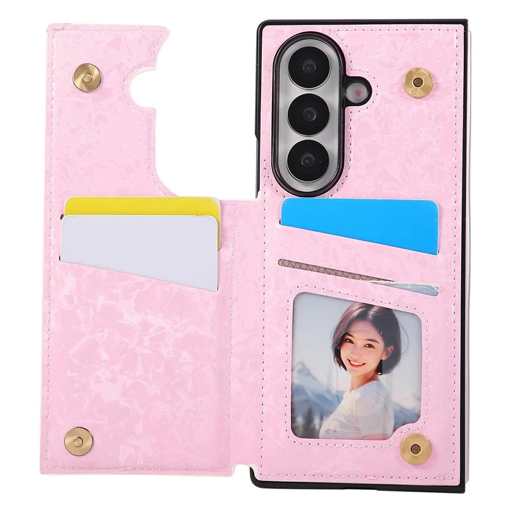 For Samsung Galaxy Z Fold8 Ultra Case Flower Leather TPU RFID Blocking Phone Cover Card Slots - Rose Flower - 2