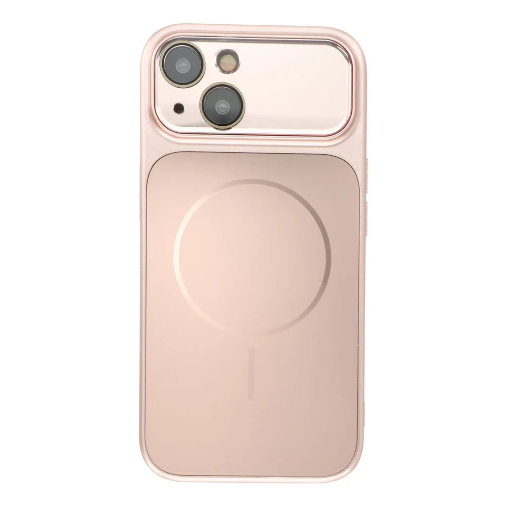 For iPhone 15 Magnetic Case AG Matte PC + TPU Shockproof Phone Cover with Lens Film - Pink - 3