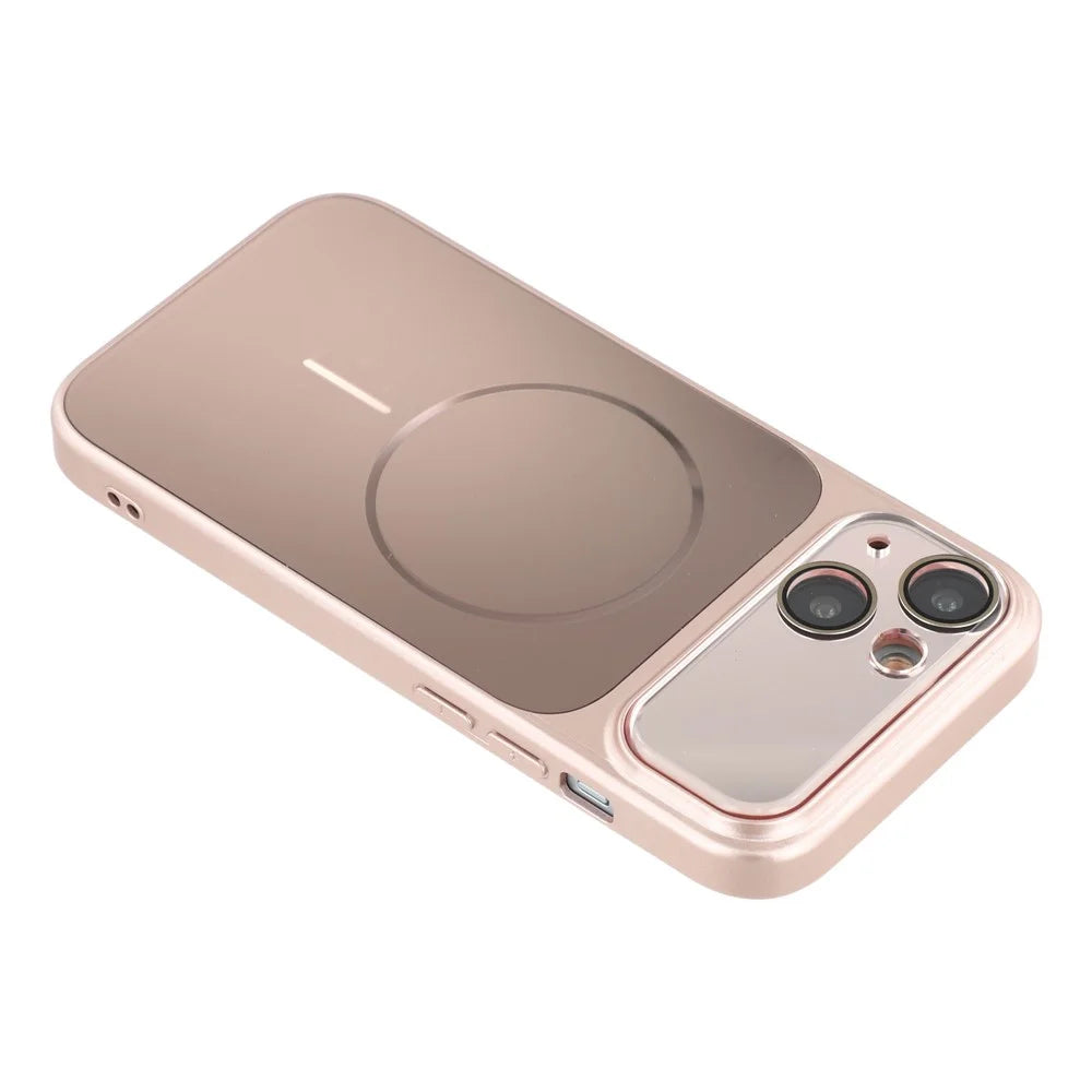 For iPhone 15 Magnetic Case AG Matte PC + TPU Shockproof Phone Cover with Lens Film - Pink - 5