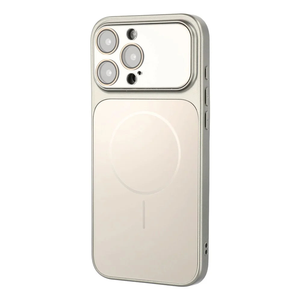 For iPhone 16 Pro Max Magnetic Case AG Matte PC + TPU Shockproof Phone Cover with Lens Film - Grey - 1