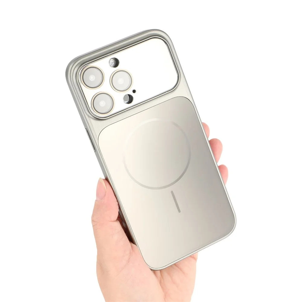 For iPhone 16 Pro Max Magnetic Case AG Matte PC + TPU Shockproof Phone Cover with Lens Film - Grey - 4