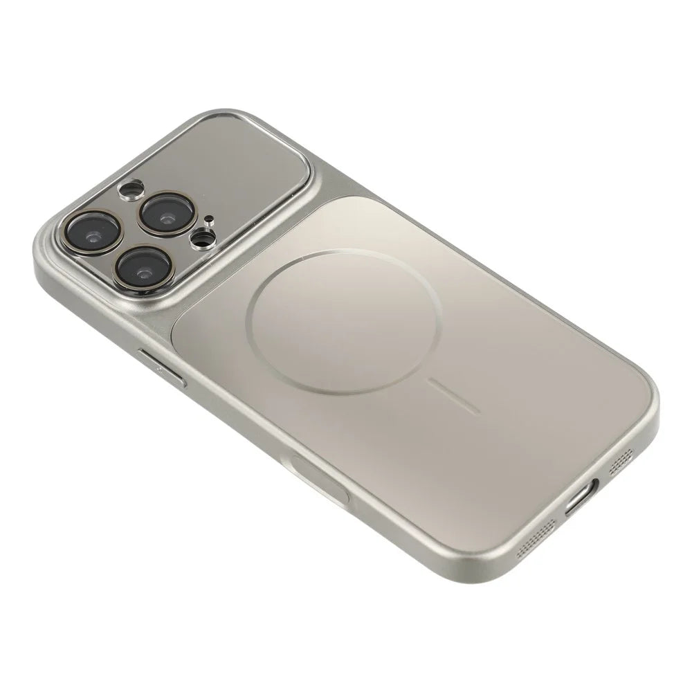 For iPhone 16 Pro Max Magnetic Case AG Matte PC + TPU Shockproof Phone Cover with Lens Film - Grey - 5