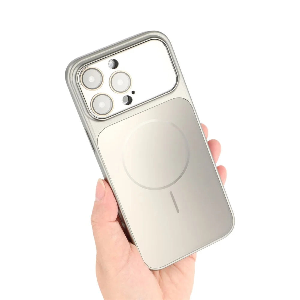 For iPhone 15 Pro Magnetic Case AG Matte PC + TPU Shockproof Phone Cover with Lens Film - Grey - 6