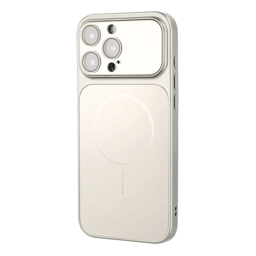 For iPhone 15 Pro Max Magnetic Case AG Matte PC + TPU Shockproof Phone Cover with Lens Film - Grey - 1