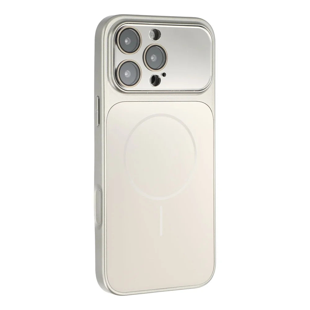 For iPhone 15 Pro Max Magnetic Case AG Matte PC + TPU Shockproof Phone Cover with Lens Film - Grey - 2