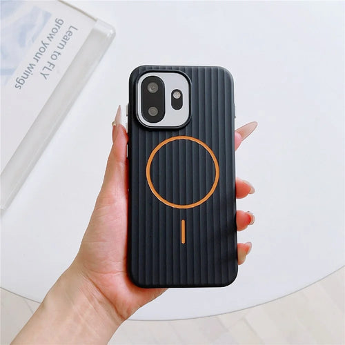 For OnePlus 15T 5G Magnetic Case Corrugated Texture Hard PC Phone Protective Cover - Graphite Grey - 1