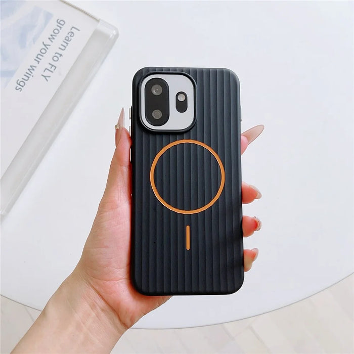 For OnePlus 15T 5G Magnetic Case Corrugated Texture Hard PC Phone Protective Cover - Graphite Grey - 1