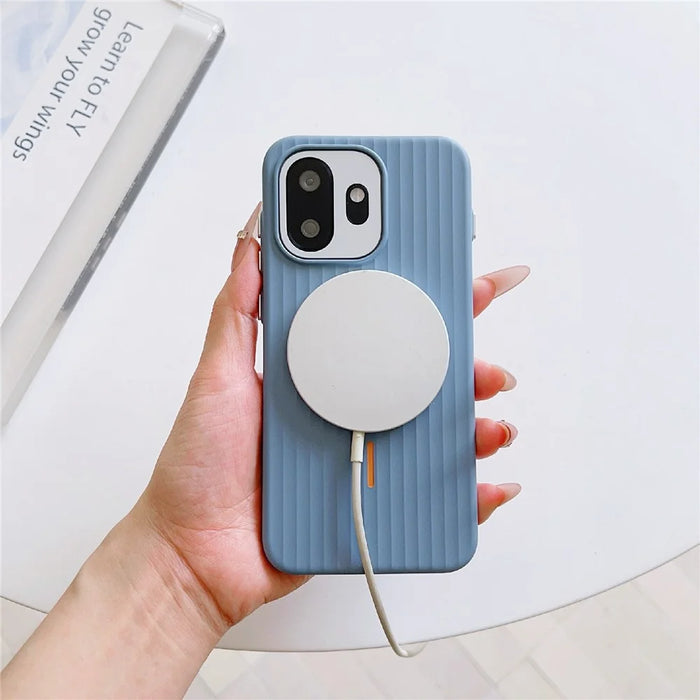 For OnePlus 15T 5G Magnetic Case Corrugated Texture Hard PC Phone Protective Cover - Graphite Grey - 2