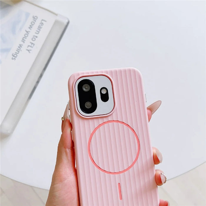 For OnePlus 15T 5G Magnetic Case Corrugated Texture Hard PC Phone Protective Cover - Graphite Grey - 3