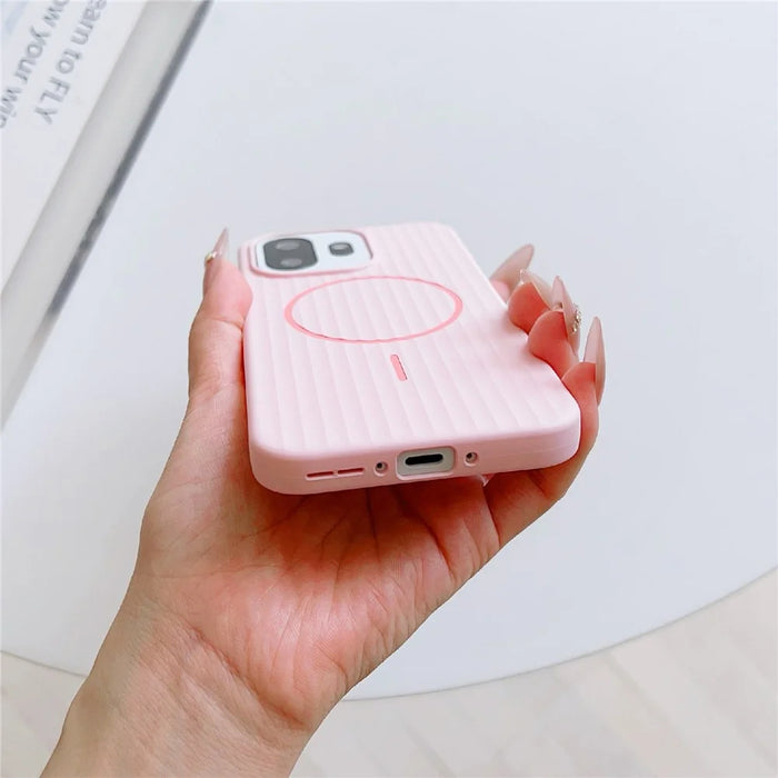 For OnePlus 15T 5G Magnetic Case Corrugated Texture Hard PC Phone Protective Cover - Graphite Grey - 5