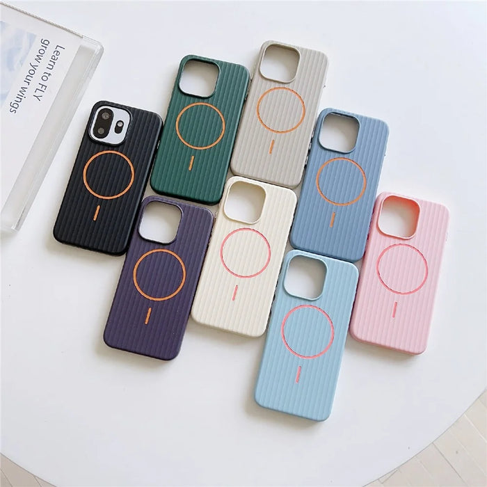 For OnePlus 15T 5G Magnetic Case Corrugated Texture Hard PC Phone Protective Cover - Graphite Grey - 6