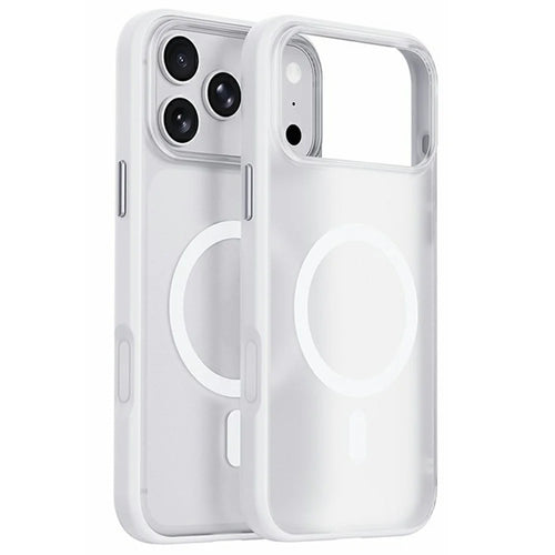 For iPhone 17 Pro Magnetic Case Translucent Matte PC + TPU Phone Cover Compatible with MagSafe - Transparent White - 1