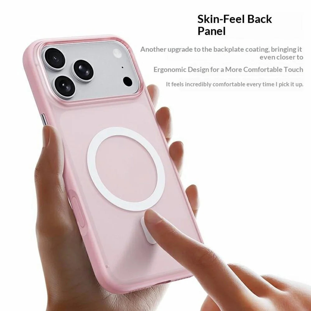For iPhone 17 Pro Max Magnetic Case Translucent Matte PC + TPU Phone Cover Compatible with MagSafe - Transparent White - 4