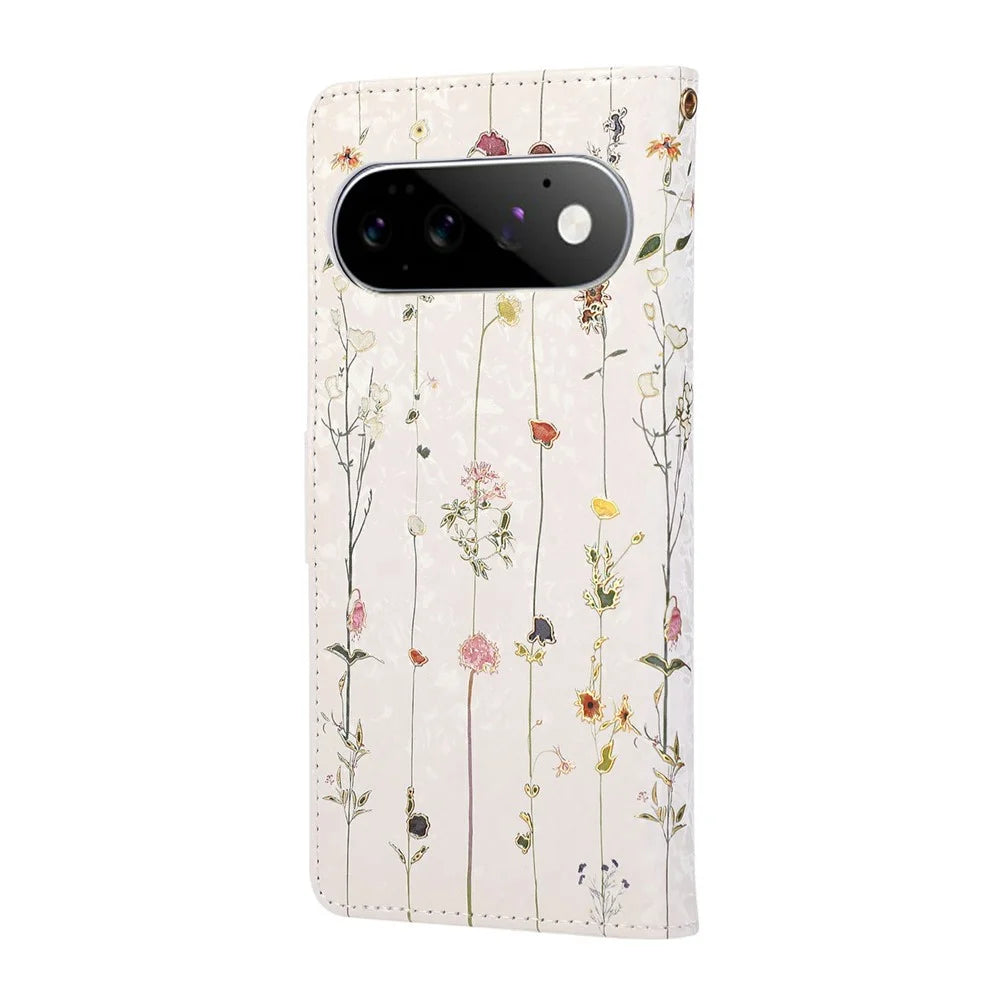 For Google Pixel 11  /  Pixel 11 Pro Case RFID Blocking Flower Leather Phone Cover - Small Flower - 6