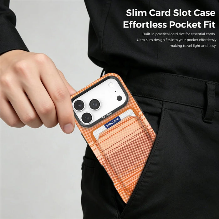 For iPhone 17 Pro Max Magnetic Case Rainbow Gradient Leather Coated TPU + PC Phone Cover with Card Holder - Orange - 6