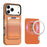 For iPhone 17 Pro Magnetic Case Rainbow Gradient Leather Coated TPU + PC Phone Cover with Card Holder - Orange - 2