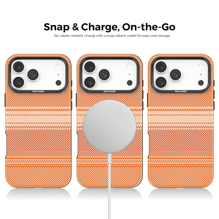 For iPhone 17 Pro Magnetic Case Rainbow Gradient Leather Coated TPU + PC Phone Cover with Card Holder - Orange - 4